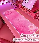RGB Cherry Blossom Gaming Mouse Pad Pink 31.5x12 Inch PC XL Large Extended Glowing Led Light Up D...