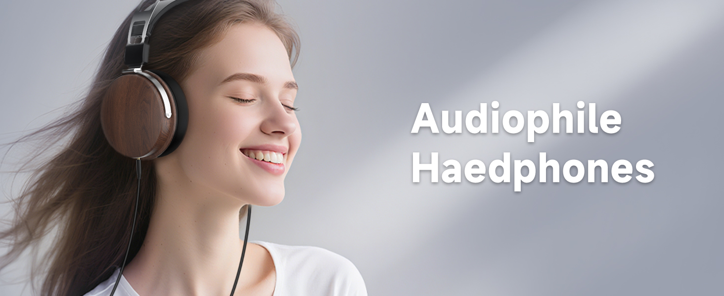 over ear headphones with walnut finish, comfortable protein leather ear cushions at home or studio