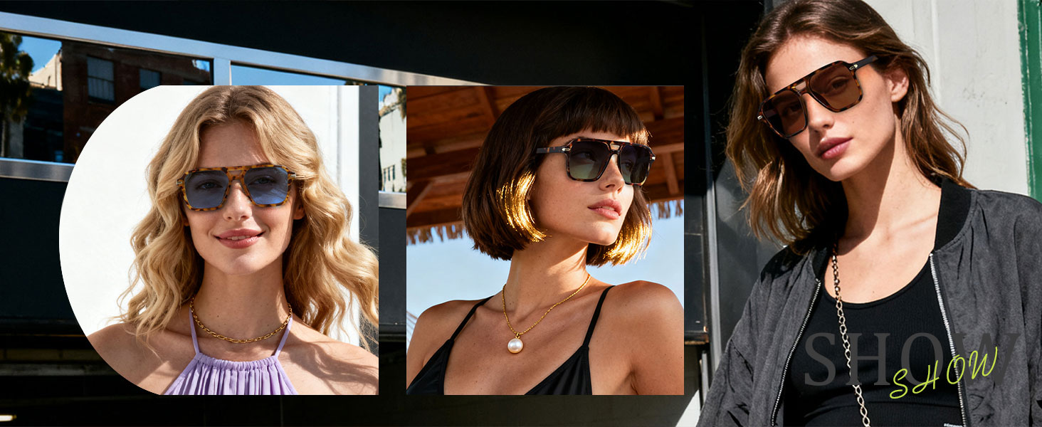 Polarized Aviator Sunglasses Women Men Retro 70s 80s 90s Aviators Trendy Square Pilot Vintage Shades