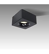 Marknice LED Dimmable Square Ceiling Spot Light Aluminum Black Wide 4.61 in Ultra-Thin 2.16 in Do...