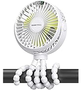 SWEETFULL Portable Stroller Fan, LED Display 6000mAh Battery Operated Mini Clip Fan, 4 Speed Rech...