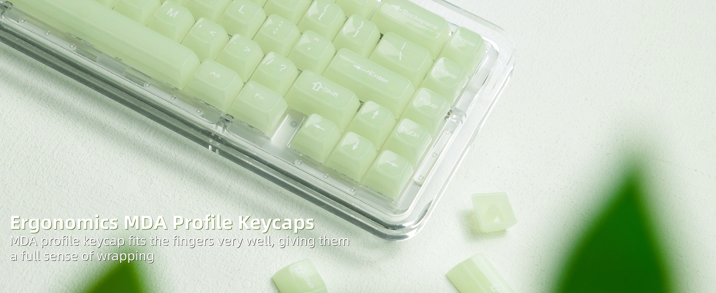 Keyboard Keycaps Jelly - Ceramic Keycaps Style, Clear Creamy Matcha Green Key Cap