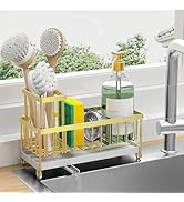Cisily Sponge Holder for Kitchen Sink, Sink Caddy with High Brush Holder, Organzier Rustproof 304...