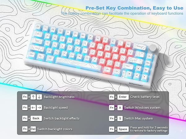 Wireless Mechanical Keyboard, 60% Percent Creamy Keyboard