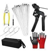 Stainless Steel Cable Tie Gun, Special Tool For Fastening And Cutting Metal Zip Ties, With 100pcs...