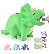 PJDRLLC Dinosaur Piggy Bank for Kids, Unbreakable Plastic Money Coin Bank for Boys and Girls, Gre...