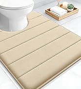 OLANLY Memory Foam Toilet Rugs U Shaped 24x20, Super Soft Absorbent Contour Bath Rugs, Quick Dry,...