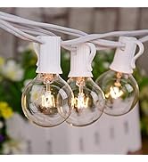 Goothy 25Ft Outdoor String Lights with 27 G40 Clear Lights Bulbs (2 Spare), Patio Hanging String ...