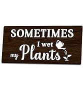 Zzbakress Sometimes I wet my plants Funny Garden Wooden Signs,Rustic Garage Home Farmhouse Wall F...