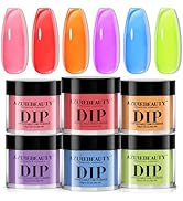 AZUREBEAUTY 6 Colors Vibrant Neon Jelly Dip Powder Nail Kit, Bright Summer Jelly Nail Colors, Fre...