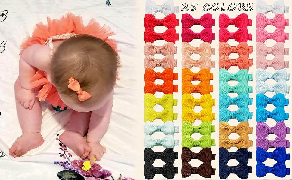 baby hair bows with fully lined hair clips