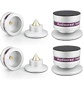Tertullus 4 Pcs Aluminum Speaker Spike+Speaker Isolation Feet Top Pad Turntable Isolation Feet fo...