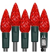 WATERGLIDE C6 Christmas Lights, 33ft 100 LED Faceted String Lights Green Wire Fairy Lights with 2...