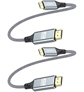 ZeniKon 4K Short Mini HDMI to HDMI Cable 1FT 2-Pack, HDMI to Mini HDMI Cable Braided Cord for Por...