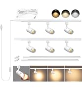 VANoopee 3 Color Plug in Track Lighting with Power Cord, 6-Light LED Track Lighting Kit with 6.6F...