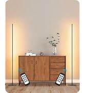 EDISHINE LED Corner Lamp, Set of 2 Minimalist Dimmable Tall Light with Remote, 57.5