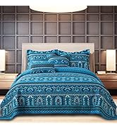 BEDIFANY 3 Pieces Summer Cotton Quilt King Size Sets, Soft King Bedspread Lightweight Quilted Rev...