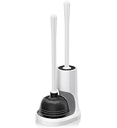 uptronic Toilet Plunger and Brush, Bowl Brush and Heavy Duty Toilet Plunger Set with Holder, 2-in...