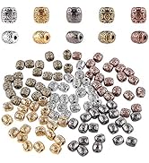 PH PandaHall 100pcs 5 Colors Tibetan Spacer Beads, 6mm Barrel Metal Spacer Beads Column Loose Con...