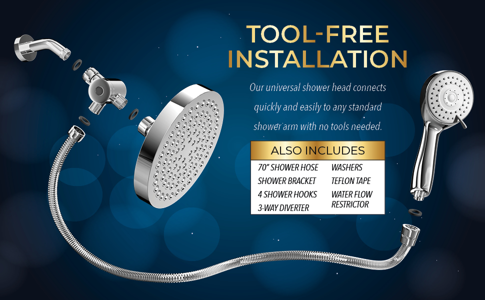 easy install high pressure dual combo shower head 