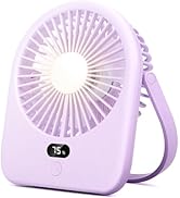 Nezylaf Portable Desk Fan with LED Light, Rechargeable 2000mAh Battery Operated Personal Fan, 180...