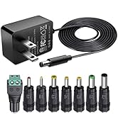 SoulBay 12V 1A AC Adapter Charger Replacement w/8 Tips, Regulated Power Supply Cord for LED Strip...