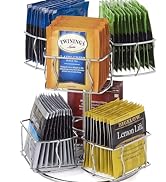 Nifty Tea Bag Spinning Carousel – 6 Compartments, Up to 60 Tea Bags Storage, Spins 360-Degrees