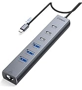 intpw USB C Hub with Ethernet, 8 in 1 USB C Multiport Hub with 3 USB C 3.0 &amp;3 USB A 3.0 5Gbps, Gi...