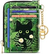 GIANCOMICS Slim Wallet Credit Card Holder Women, Black Cat Flower Rfid Blocking Small Card Case, ...