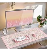 iCasso Pink Desk Cover Mat,Big Mouse Pad for Laptop,Aesthetic Computer Pad with Stitched Edges,No...