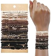 KANPRINCESS 20 PCS Boho Ponytail Holders - 4 Neutral Colors, 5 Styles Hair Bands &amp; Bracelets for ...