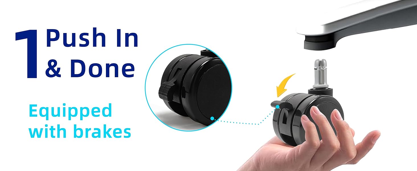 Office Chair Brake Twin Caster Wheels
