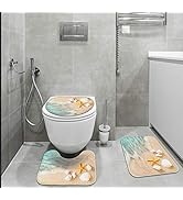 Britimes Bathroom Rug Set of 3, 3 Pieces Bath Mats Set for Bathroom, Beach Starfish No Silp Washa...