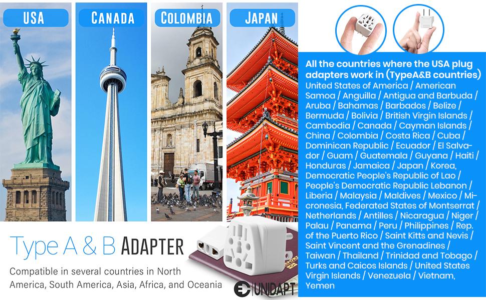 USA candadian mexico Japan plug adapter costa rica peru power plug adaptor voltage converter charger