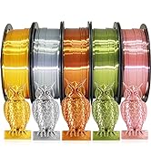 DO3D 1.75mm Silk PLA Filament 5 in 1 Bundle Pack, 5 Silk Metallic Shiny Colors: Gold/Silver/Coppe...