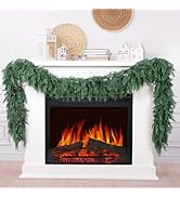 Hananona 9 FT Artificial Cedar Garlands, Real Touch Winter Cedar Pine Garland, Green Artificial G...