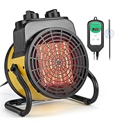 TRUSTECH Greenhouse Heater with Digital Thermostat, 1500W Small Outdoor Space Heater, 3S Heating ...
