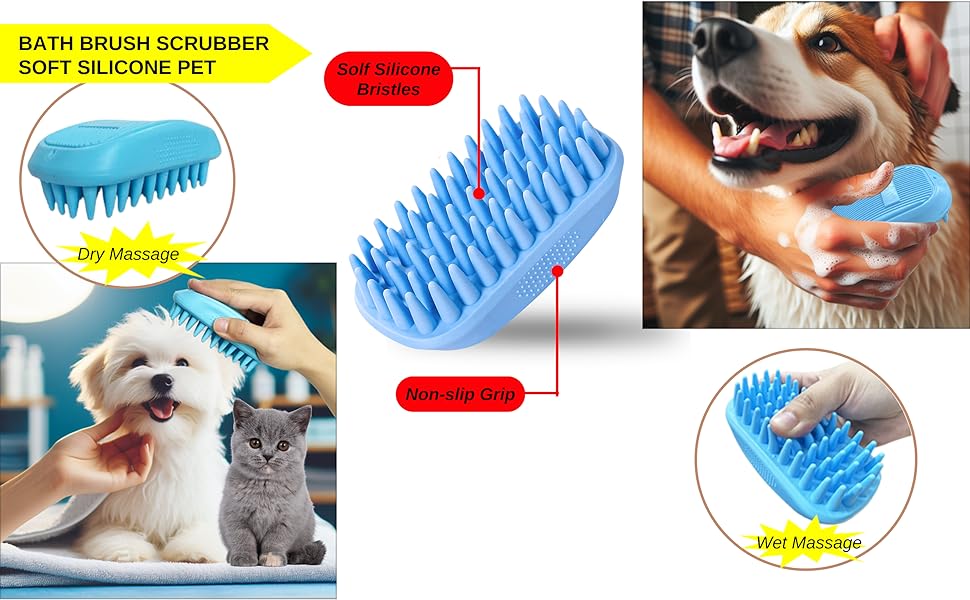 Bath Brush Scrubber Soft Silicone Pet 