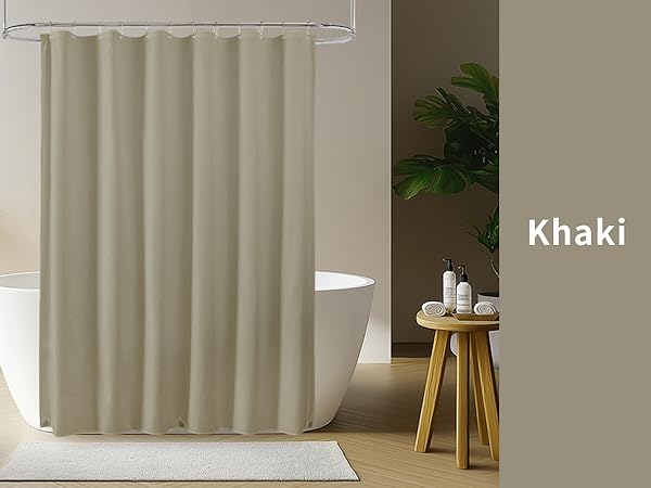 khaki fabric shower curtain liner