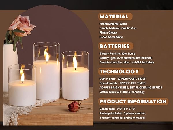 Clear Glass Flameless Candles 02