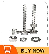 MroMax 10 Sets 1/4-20 x 2-1/2" Hex Head Screw Bolt, Nuts, Flat Washer &amp; Spring Lock Washers Kits,...
