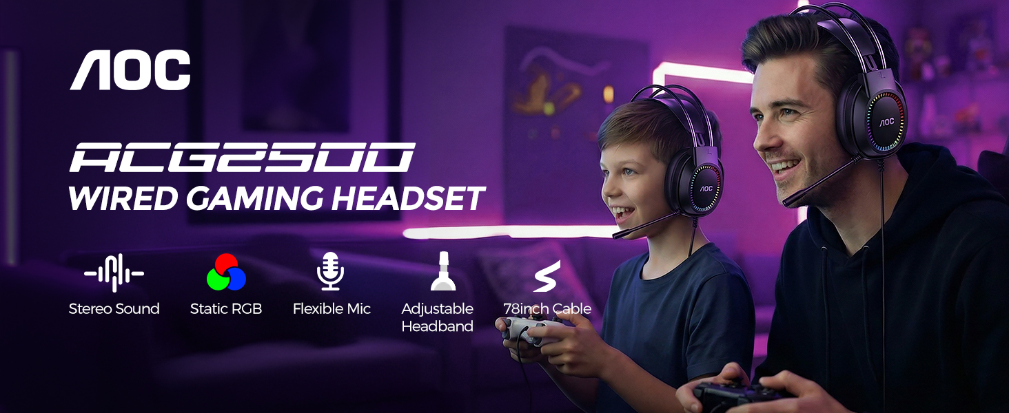 aoc wired gaming headset acg2500