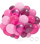 OuMuaMua Pink Balloons - 62pcs Metallic, Hot Pink, Magenta &amp; Light Pink Latex Balloons for Women,...