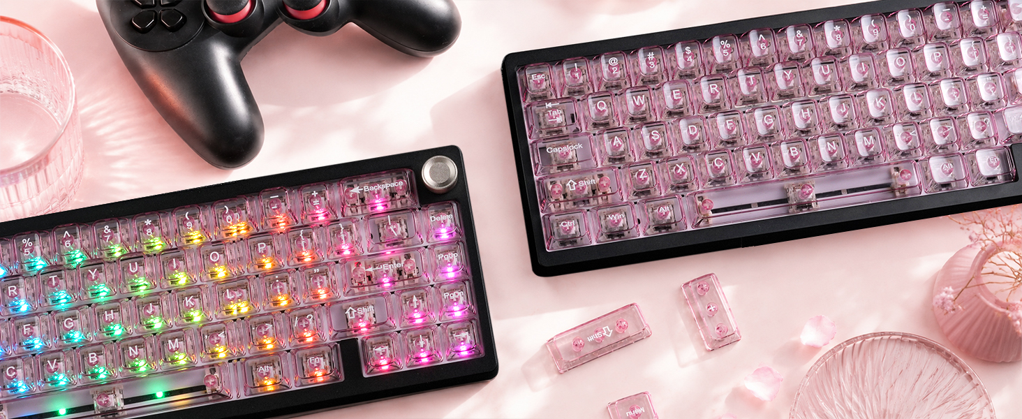 Lavender Clear Keyboard Keycaps,Jelly Key caps tranlucent Set