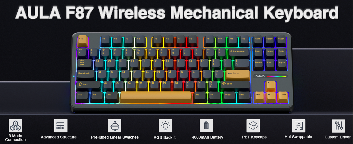 AULA F87 Wireless Mechanical Keyboard
