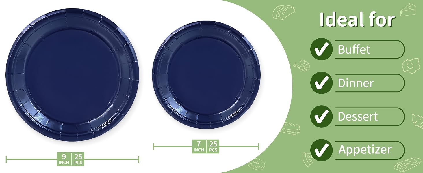 navy blue plates for party