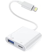 Lightning to USB Camera Adapter with Charging Port, USB Female OTG Adapter for iPhone iPad Models...