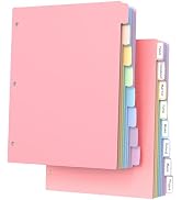 SUNQEBO 8 Tab Binder Dividers Tabs, Plastic Dividers for 3 Ring Binder, 3-Hole Punched Index Divi...