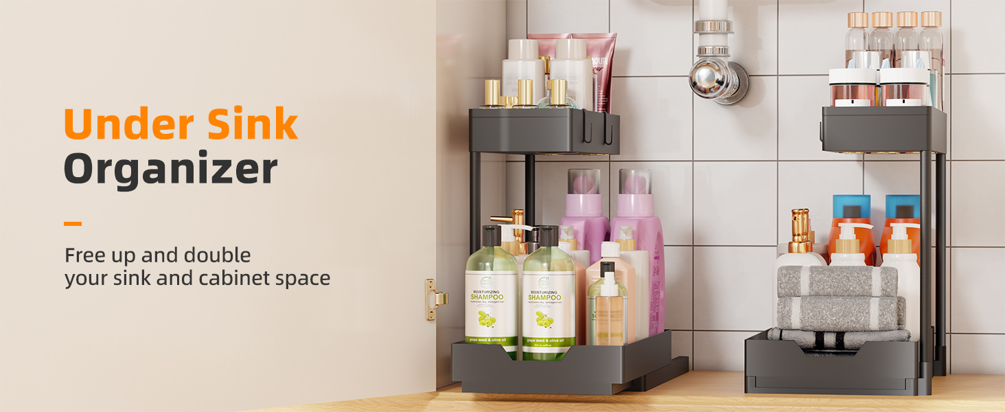 Simple Trending Under Sink Organizer 2 Pack L-Shaped
