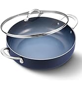 KOCH SYSTEME CS 12-Inch Saute Pan, 5.5-Quart Deep Frying Pan, Toxin-Free Ceramic Nonstick Saute P...